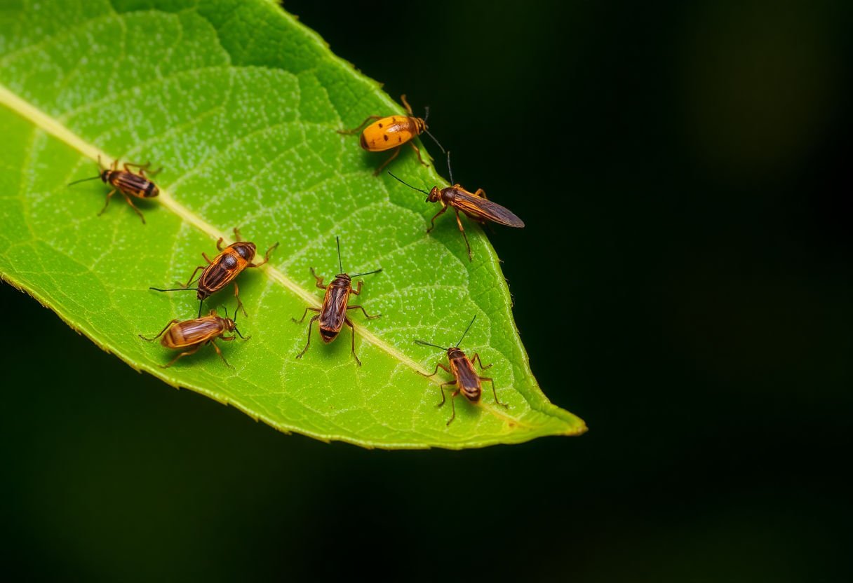 Insectos en una hoja