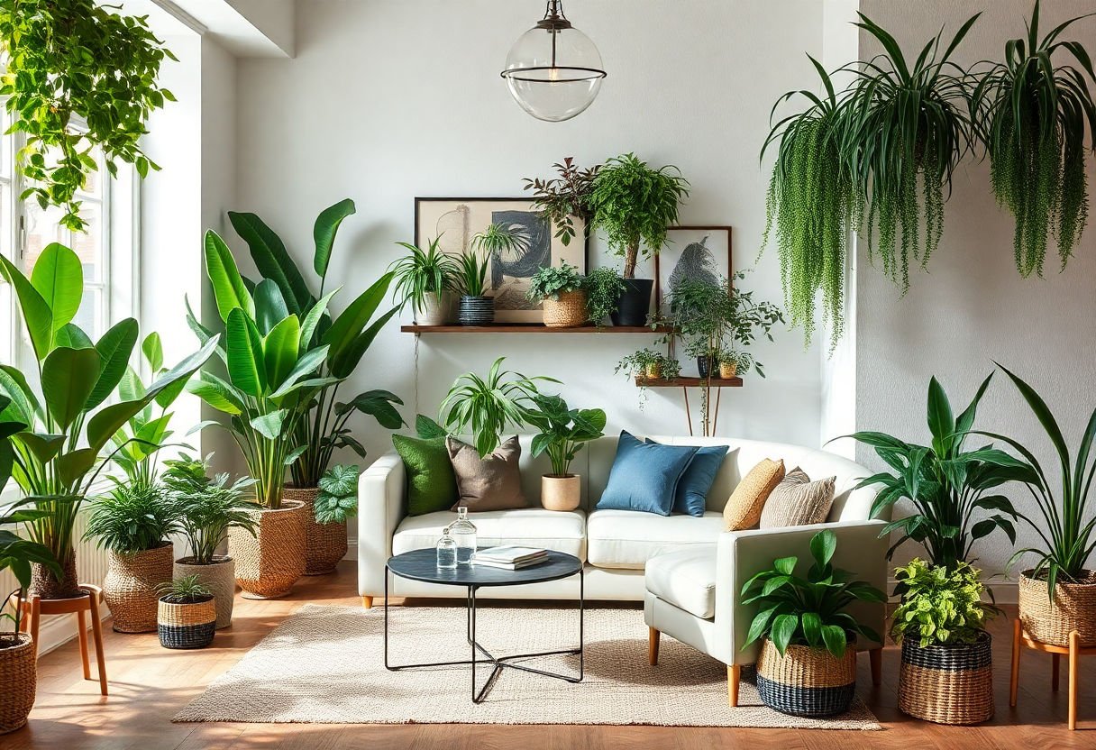 Interiores decorados con plantas de interior