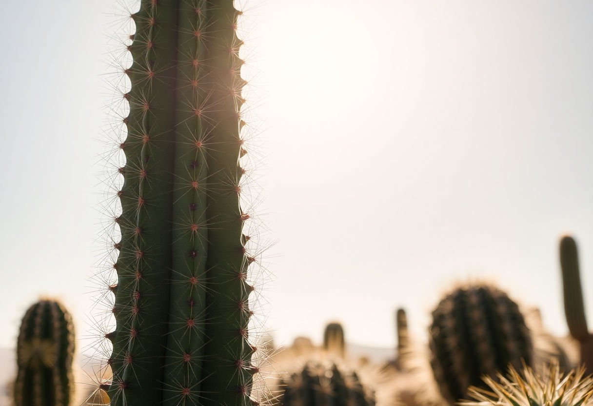 Cactus recibiendo luz solar