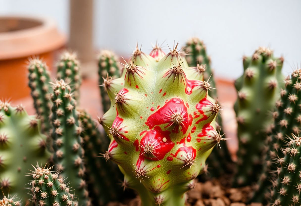 Cactus con signos de enfermedad