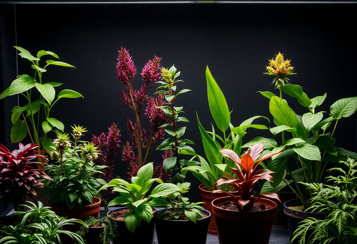 Varias plantas que crecen con poca luz.