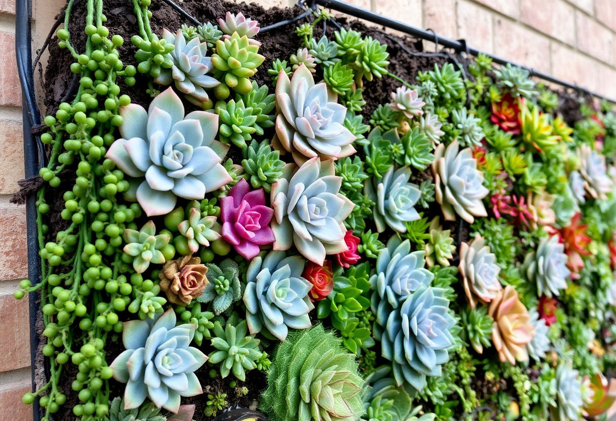 Jardín vertical con suculentas