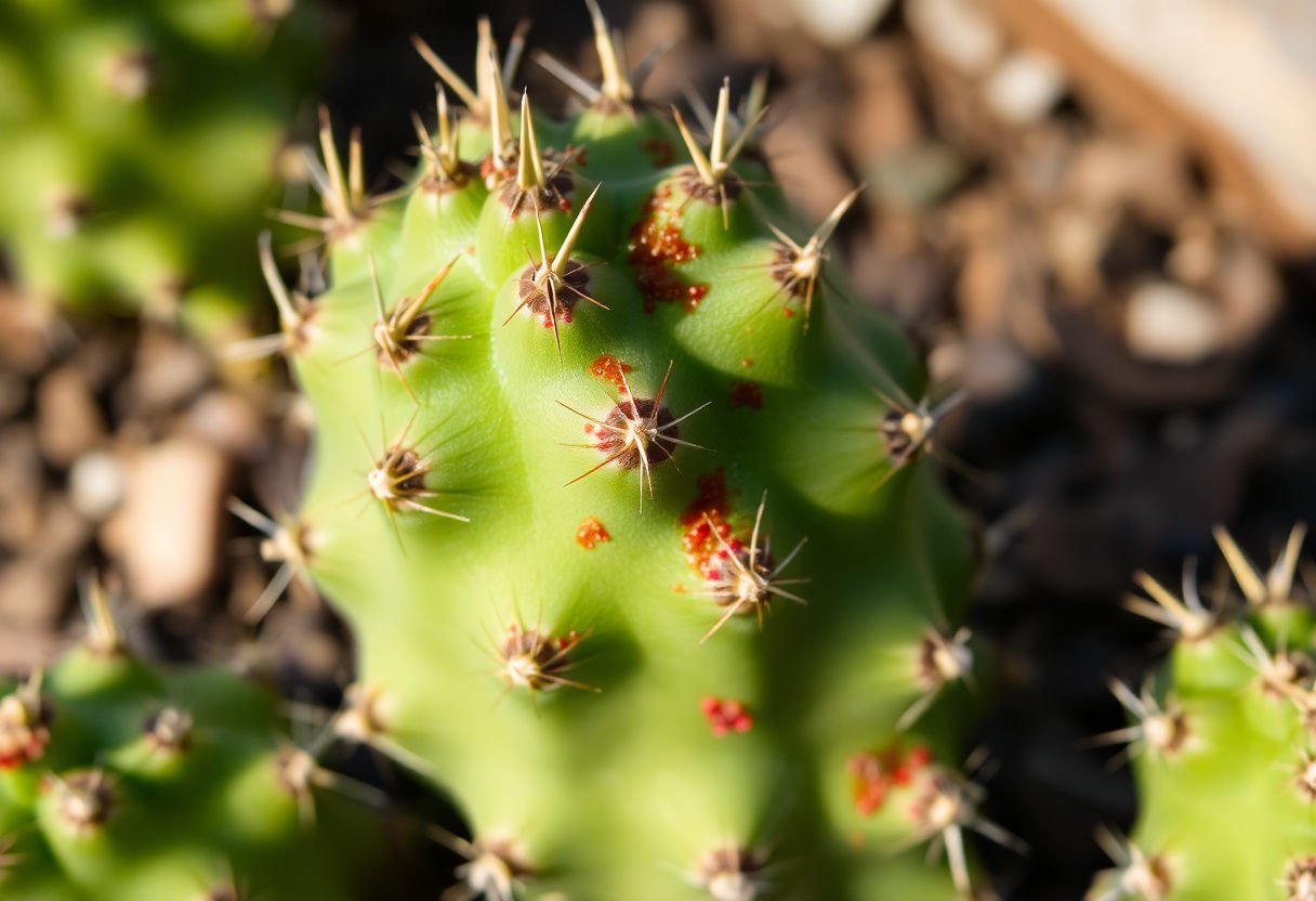 Cactus mostrando signos de enfermedad