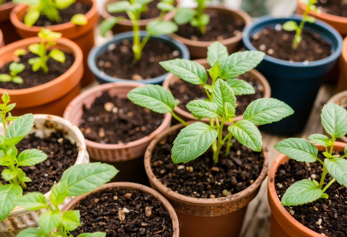 Macetas y tierra para plantar