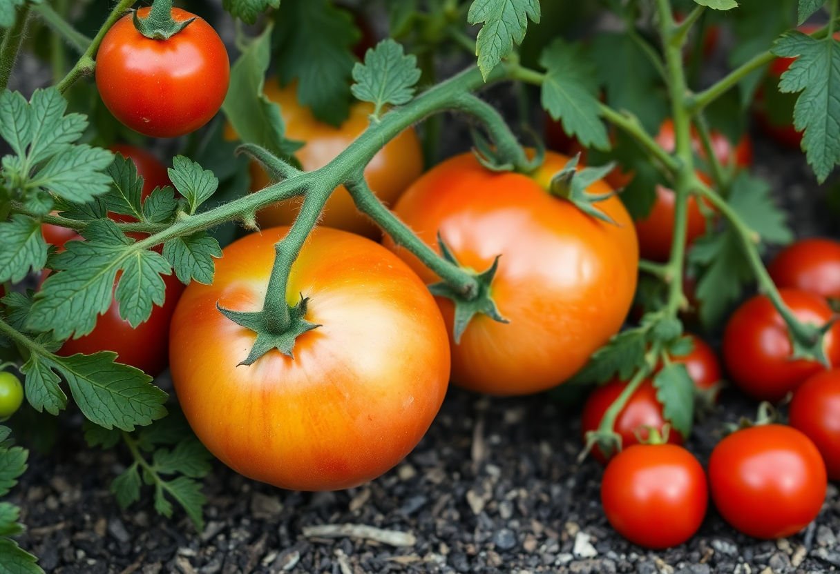 Cosecha de tomates frescos