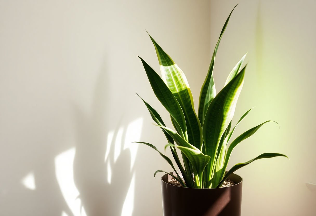 Sansevieria en una habitación con poca luz