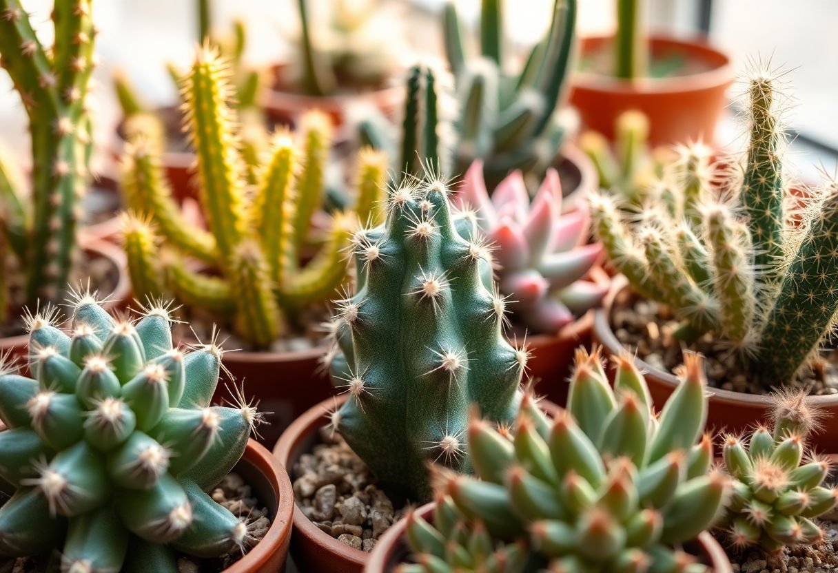 Cactus y suculentas con luz adecuada