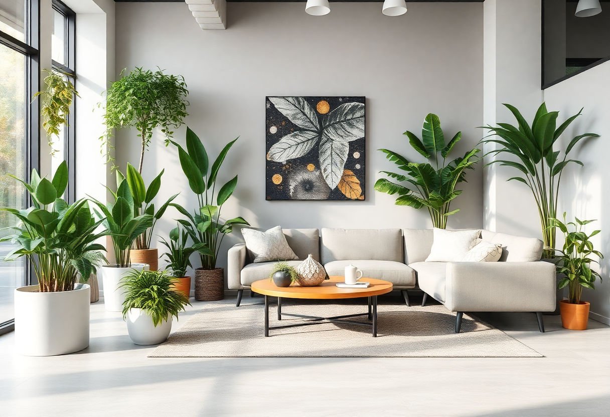 Espacios decorados con plantas en interiores modernos