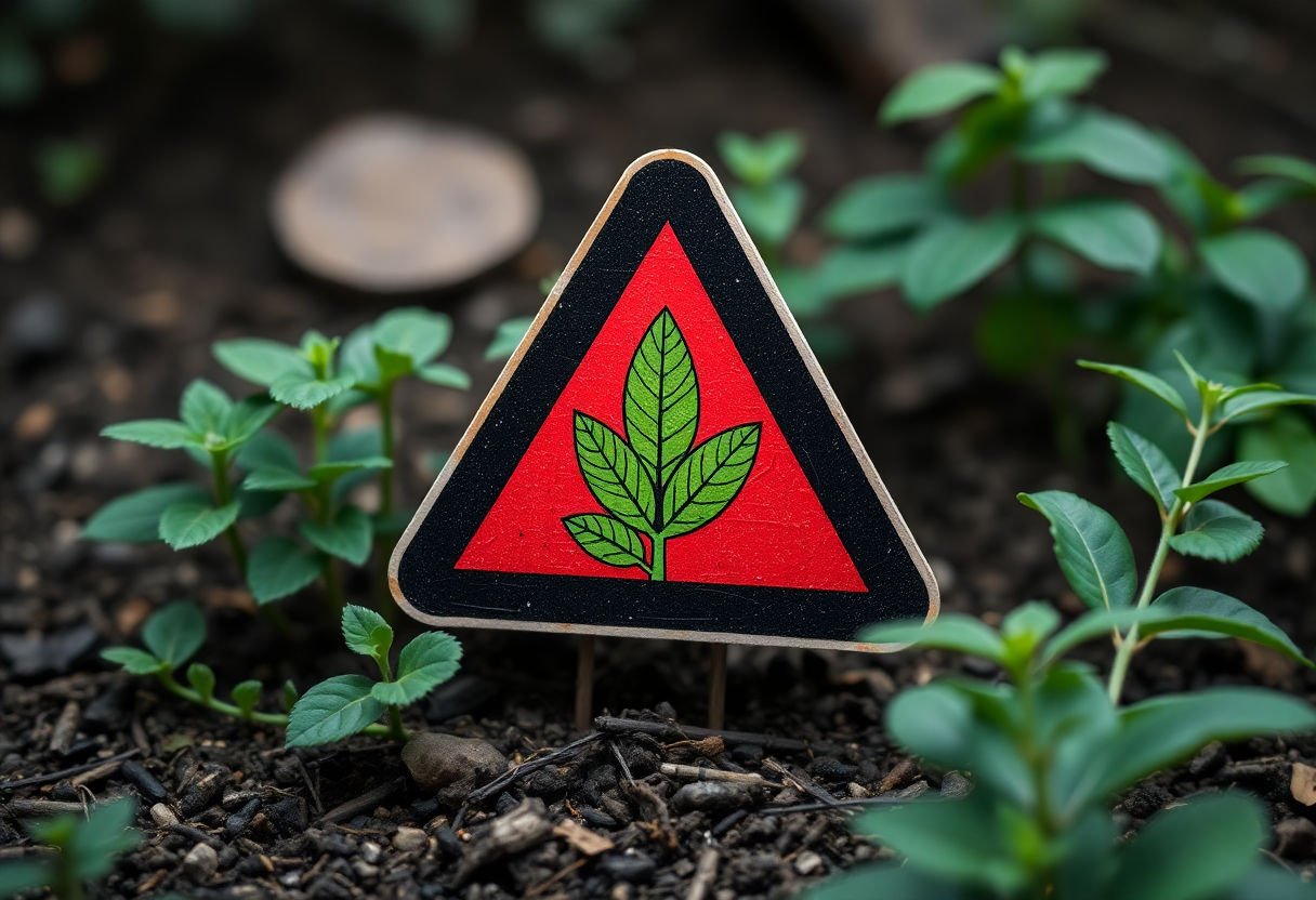 Símbolo de advertencia sobre plantas