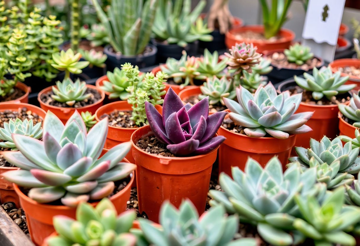 Propagación de suculentas en vivero