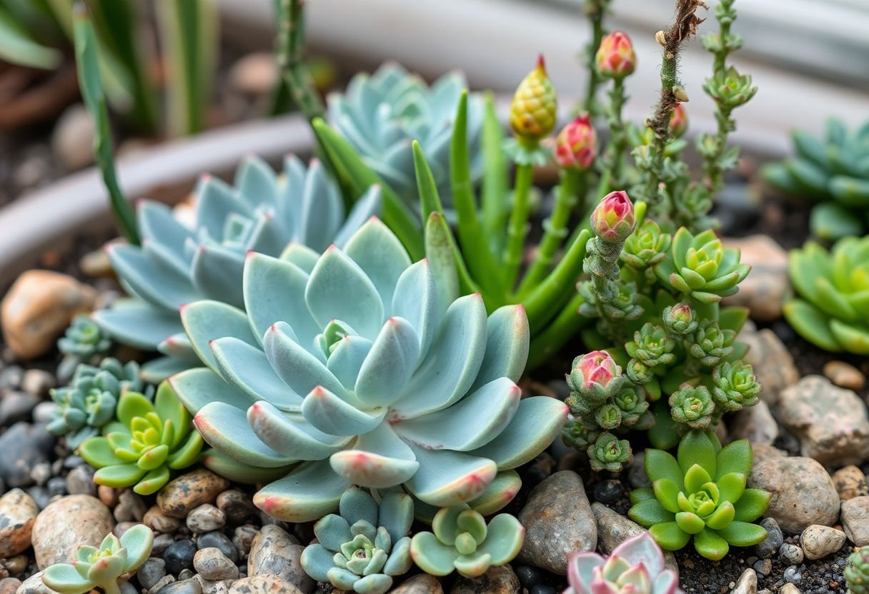 Decoración inspiradora en un jardín de suculentas