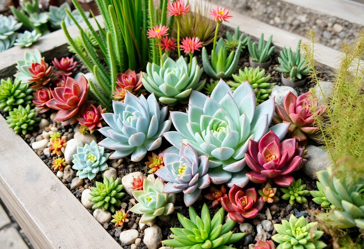 Diseño atractivo de un jardín suculento