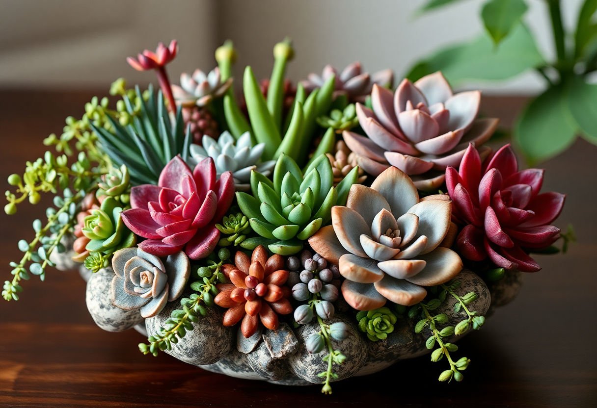 Arreglo decorativo con suculentas
